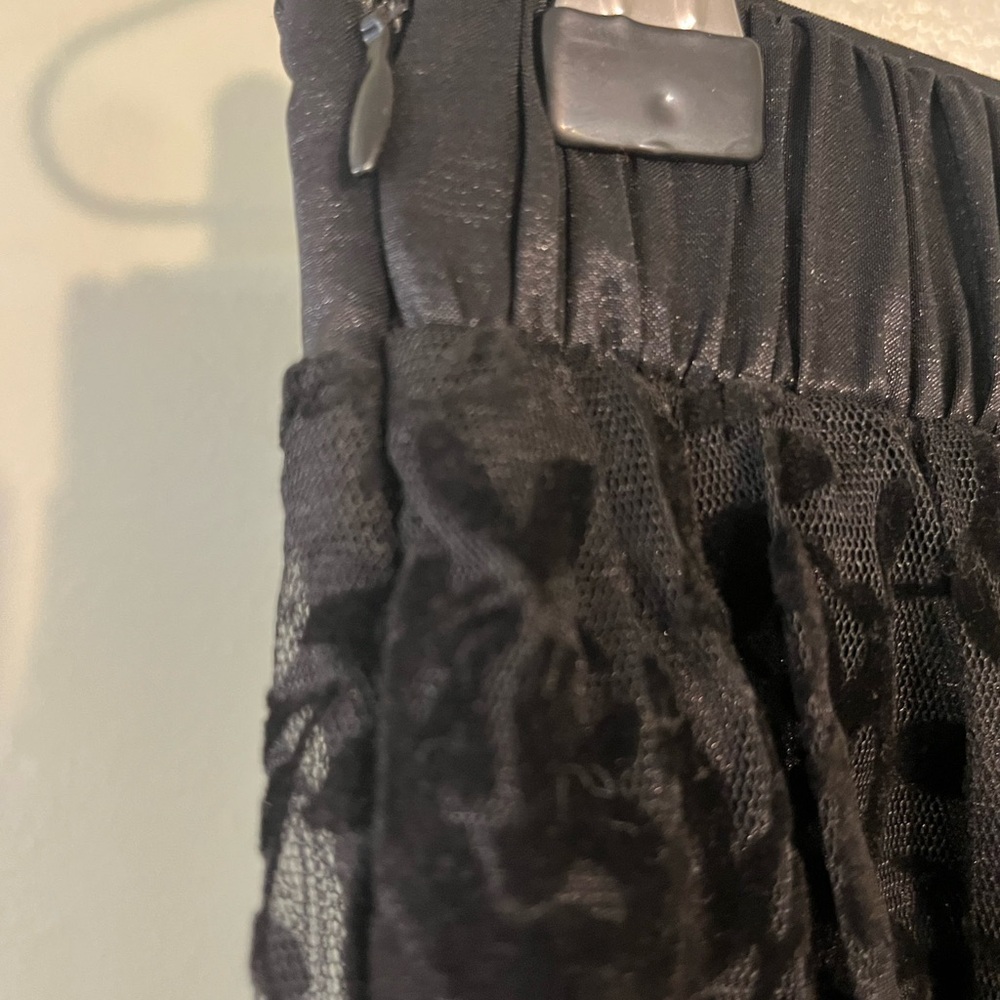 Gibson look Burnout Velvet Tired Goth Whimsical Lace Skirt Lined Midi L - Picture 8 of 13